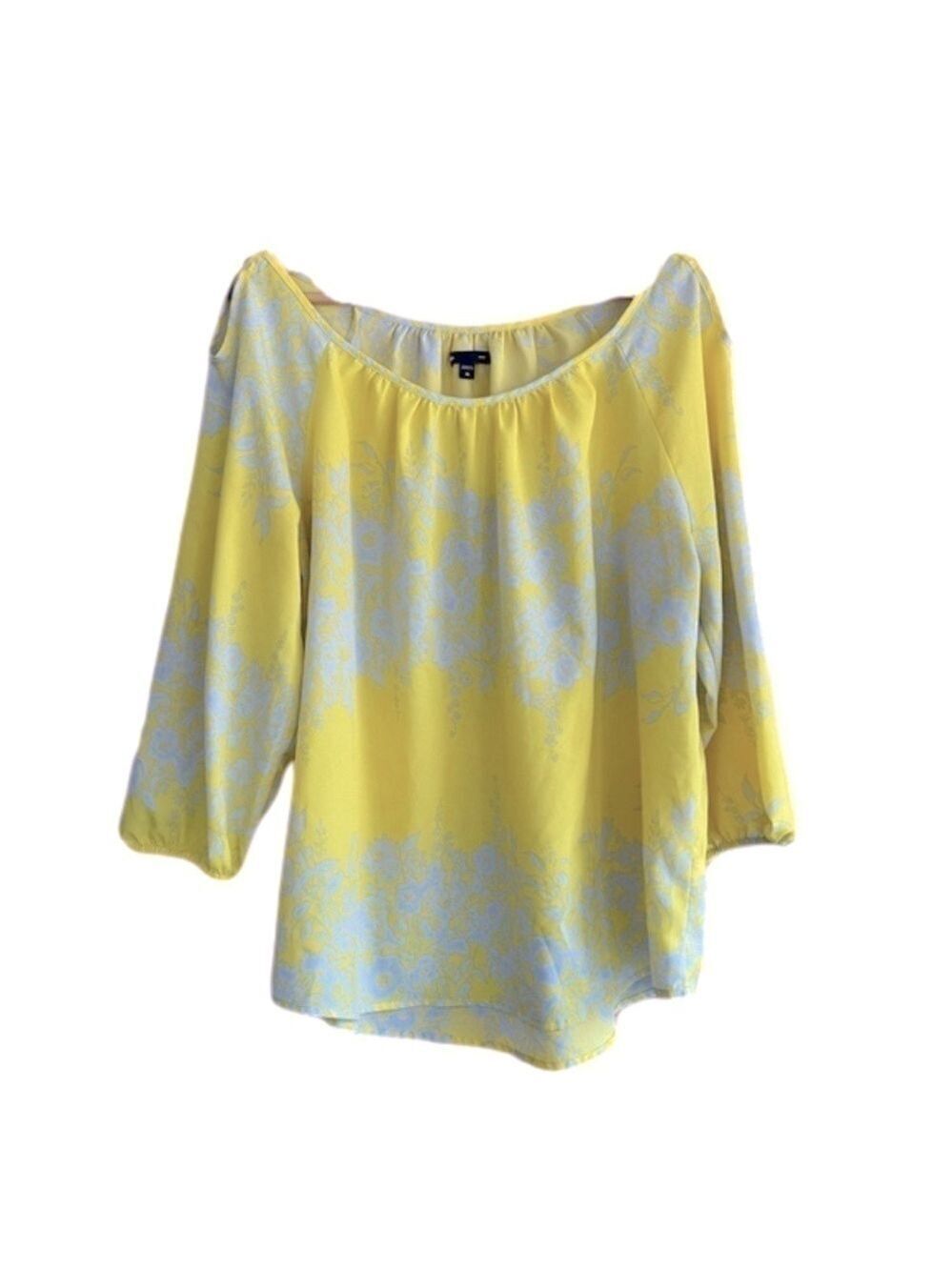 Gap Factory flowy lightweight floral 3/4 sleeve cold shoulder blouse size XL